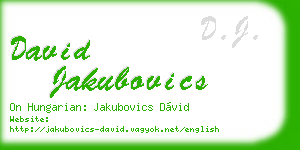 david jakubovics business card