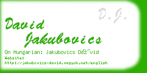 david jakubovics business card